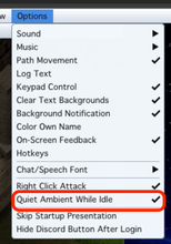 Quiet Ambient While Idle preference in the Options menu