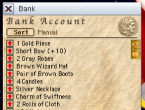 Bank account list with scroll controls