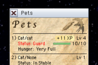Pet progress and XP flash in the Pets window