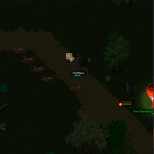 A fiery creature setting an enemy ablaze